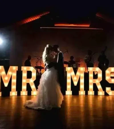 4ft LED Light Up Letters - Rustic Mr and Mrs