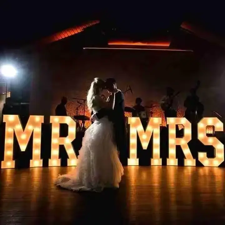 4ft LED Light Up Letters - Rustic Mr and Mrs