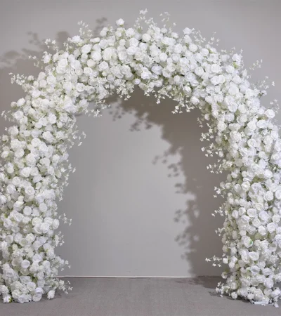 Full Bloom White Rose Wedding Arch
