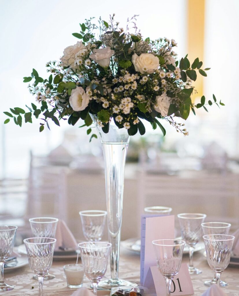 Tall Clear Glass Trumpet Vase