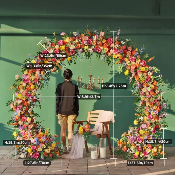 White Rose Floral Wedding Arch - Dimensions